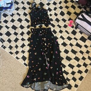 No Boundaries Black Cut Out Ruffled Tiered Midi Dress